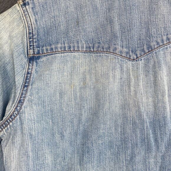 J Crew Shirt Womens 2 Blue Selvedge Pearl Snap Western Cowgirl Denim - Picture 13 of 13
